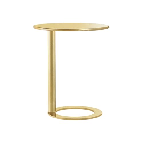 NLLATEI Side Table Garden Table Coffee Table with Metal Frame Sofa Table Modern Design ideal für Büro oder Homeoffice, höhenverstellbar bis 105 cm, Weiß(Gold,48 * 57) von NLLATEI