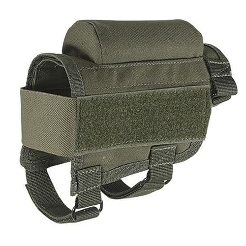 NLLeZ 1 stück Taktische Gewehrpistole Wangenstütztasche Buttstock Tasche Munitionskartusche Träger Bandolier 12 Gauge Kugelhalter Shell Jagdbeutel (Farbe : Grün) von NLLeZ