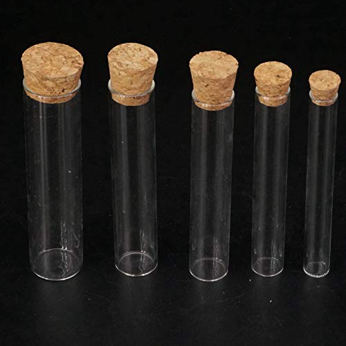 NLLeZ 5pcs Oute Durchmesser 12mm 15MM 18MM 20MM 25MM 30MM 35MM 40mm Laborglas Reagenzglas Flachboden mit Holz Stopper Thermostabilität (Capacity : 18x100mm) von NLLeZ