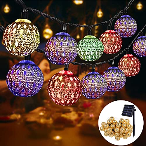 NLNEY Solar Lichterkette Außen, 7m Solar Marokkanische Lichterketten, 50 LED solar lichterkette outdoor wasserdicht 8 Modi für Weihnachten, Hochzeit, Garten, Baum, Terrasse, Party von NLNEY