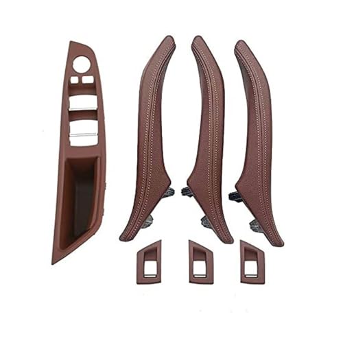 NLNGNZBZTP 7-teiliges Innentür-Fensterheber-Panel-Trimm-Zuggriff Für 5er F10 F11 F18 520-535 Rot_Braun Set Türinnengriff Im Auto(‎Red Brown 7pcs Set) von NLNGNZBZTP