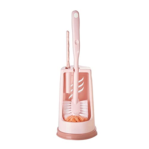 NLNGZKZFNF 3-in-1 Toilettenbürste Set, Kunststoff Toilettenbürste Toilettenbürste Badezimmer for Halter Klobürste(Pink) von NLNGZKZFNF