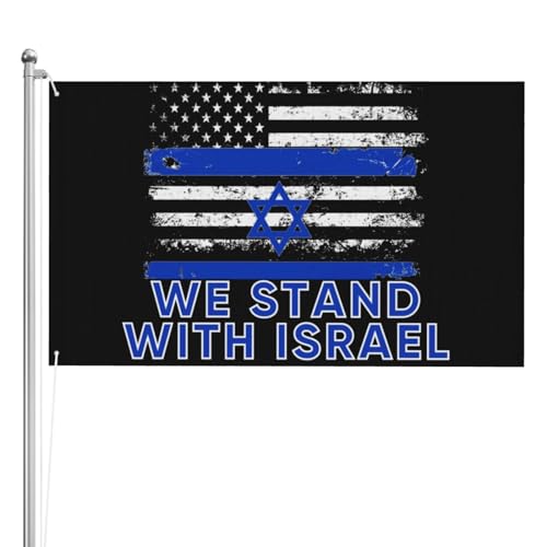 3 x 5 „Wir stehen mit der Israel-Flagge“, doppelseitiges Banner mit amerikanischer Israel-Flagge, „Pray For Israel Strong“-Flagge. In diesem Haus stehen wir mit der Israel-Flagge. „Support Israel Outd von NLWQEKV