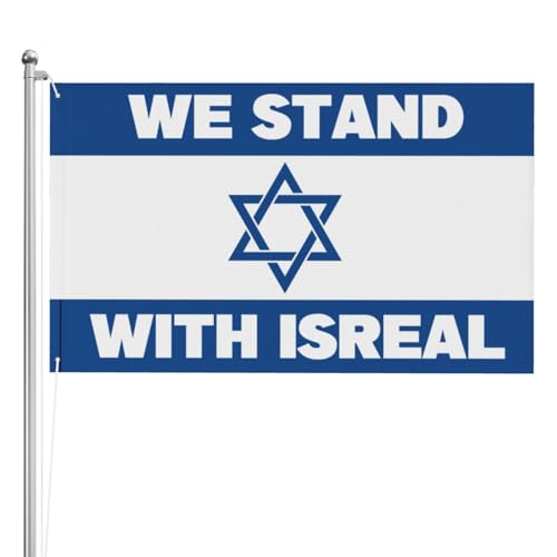 3x5 I We Stand With Israel Flag Banner Doppelseitiges Beten für Israel Starkes Flaggenschild Amerikanischer Stand mit Israel-Flagge im Freien Unterstützen Sie die Israel-Flagge mit 2 Metallösen von NLWQEKV