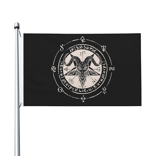 Baphomet Satan Flagge, 91 x 152 cm, Banner, Outdoor-Flagge, Gartenflagge, Hofflagge, Heimdekoration, Banner, Schild, Flagge für draußen, Rasen, Veranda, Balkon von NLWQEKV