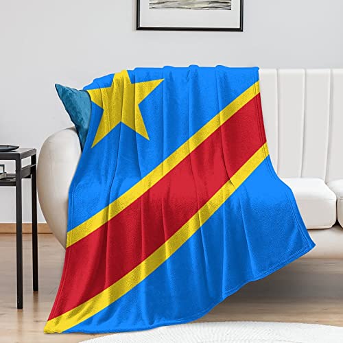 Decken mit Kongo-Flagge, flauschige Decke, Länderflagge, Überwurf, patriotisches Dekor, Plüsch, superweiche, warme Flanelldecke für Sofa, Stuhl, Wohnzimmer, Büro, Reisen, Geschenk für Männer und Fraue von NLWQEKV