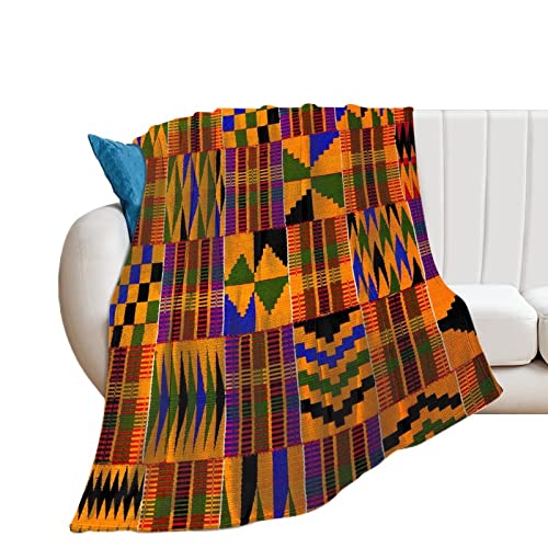 Fleece-Überwurfdecke für Couch, Sofa, Bett, Ghana-Kente-Stoff, afrikanischer Druck, Tribal, weich, flauschig, Jungen- und Mädchen-Kleinkinddecke, hochwertiger antistatischer Überwurf für Zuhause, Büro von NLWQEKV