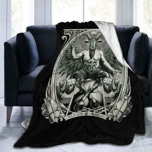 NLWQEKV Baphomet Satan Decke, Bedruckte Flanell-Überwurfdecke, Anti-Pilling-Decke, Bett, Sofa, Wohnzimmer, Schlafzimmer von NLWQEKV