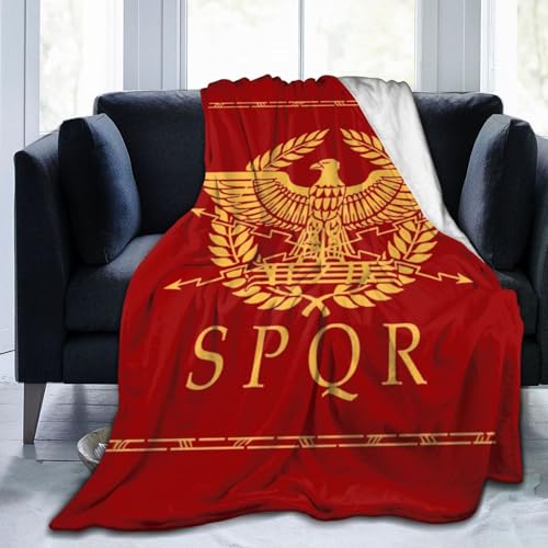 NLWQEKV SPQR Flanell-Fleecedecke, weiche, Flauschige Überwurfdecke für Sofa, Bett, Reisen, Camping, Outdoor von NLWQEKV