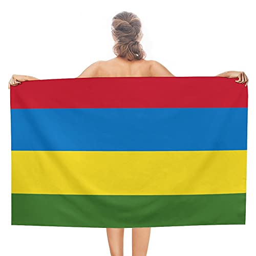 NLWQEKV Strandtuch mit Mauritius-Flagge, schnell trocknend, super saugfähig, weiches Badetuch für Schwimmen/Camping/Strand/Yoga/Fitnessstudio/Reisesport, Fitnessstudio-Handtuch, Einheitsgröße von NLWQEKV