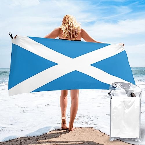 NLWQEKV Strandtuch mit Schottland-Flagge, Mikrofaser-Strandtücher, übergroß, schnell trocknend (80 x 160 cm), sanddicht, saugfähig, kompakt, Stranddecke, leichtes Handtuch zum Schwimmen, Sport von NLWQEKV