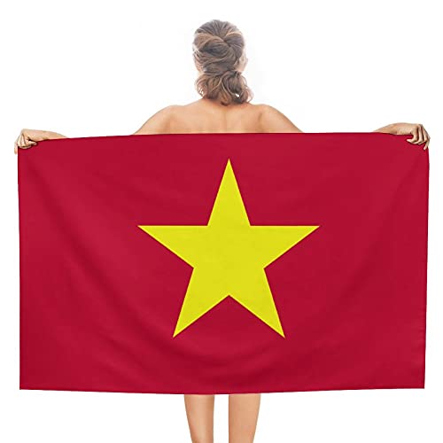 NLWQEKV Strandtuch mit Vietnam-Flagge, schnell trocknend, super saugfähig, weiches Badetuch für Schwimmen/Camping/Strand/Yoga/Fitnessstudio/Reisesport, Fitnessstudio-Handtuch, Einheitsgröße von NLWQEKV