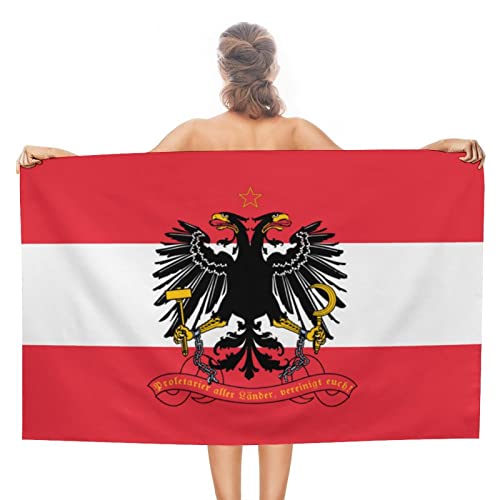 NLWQEKV Strandtuch mit österreichischer Flagge, schnell trocknend, super saugfähig, weiches Badetuch für Schwimmen/Camping/Strand/Yoga/Fitnessstudio/Reisesport, Fitnessstudio-Handtuch, Einheitsgröße von NLWQEKV