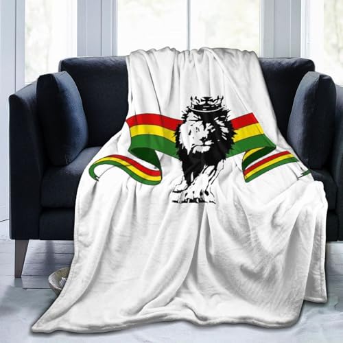 Rasta Reggae Lions Decke, Bedruckte Flanell-Überwurfdecke, Anti-Pilling-Decke, Bett, Sofa, Wohnzimmer, Schlafzimmer von NLWQEKV