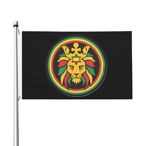 Rasta Reggae Lions Flagge, 91 x 152 cm, Banner, Outdoor-Flagge, Gartenflagge, Hofflagge, Heimdekoration, Banner, Schild, Flagge für draußen, Rasen, Veranda, Balkon von NLWQEKV