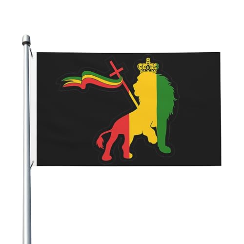 Rasta Reggae Lions Flagge, 91 x 152 cm, Banner, Outdoor-Flagge, Gartenflagge, Hofflagge, Heimdekoration, Banner, Schild, Flagge für draußen, Rasen, Veranda, Balkon von NLWQEKV