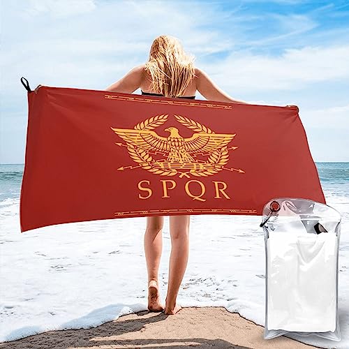 SPQR Römisches Senats-Strandtuch mit römischem Emblem, Mikrofaser-Strandtücher, übergroß, schnell trocknend (31,5" x 63"), sanddicht, saugfähig, kompakt, Stranddecke, leichtes Handtuch zum Schwimmen, von NLWQEKV