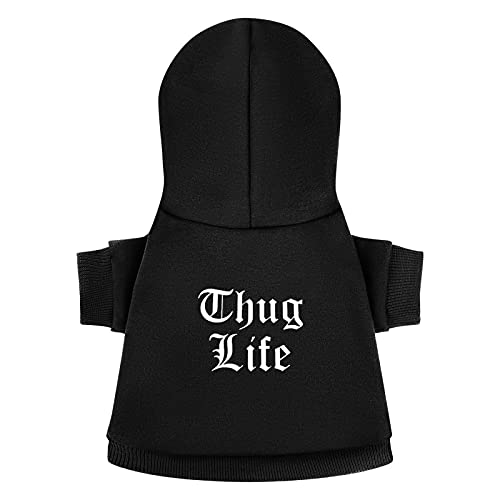 Thug Life Hunde-Sweatshirt, Warmer Haustier-Kapuzenpullover für Katzen und Hunde von NLWQEKV