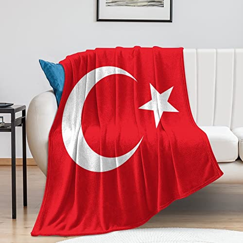 Überwurfdecke mit türkischer Flagge, flauschige Decke mit Länderflagge, Landstadt-Souvenir, superkomfortable, wärmende Flanelldecke für Couch, Bett, Stuhl, Büro, Sofa, Geschenk für Männer und Frauen, von NLWQEKV