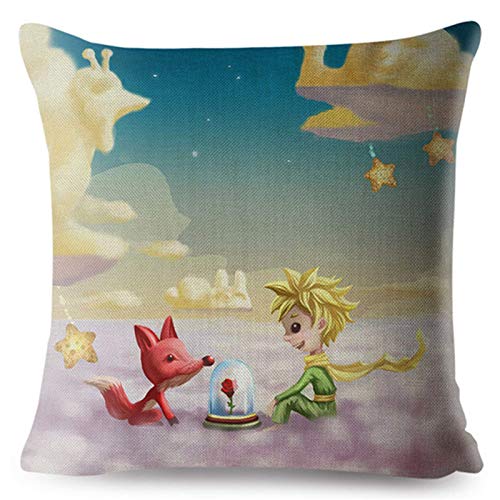 Der kleine Prinz hat einen Kissenbezug mit Fuchsmuster. Moderner dekorativer Wurfkissenbezug. Kissenbezug 45 cm x 45 cm (Kissenkern nicht im Lieferumfang enthalten) für die Raumdekoration von NLZNKZJ