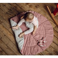 Natur Baby Leinen Matte Rund Spielteppich Weicher Rosa Spielmatte Bodenmatratze Kinderzimmer Teppich von NLcozyHome