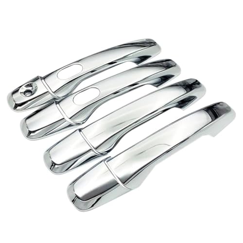NMBZVE Äußere Seite Türgriff Abdeckung Trim Mit Smart Loch Für Ford Für Explorer 2011-2018(Chrome Silver) von NMBZVE