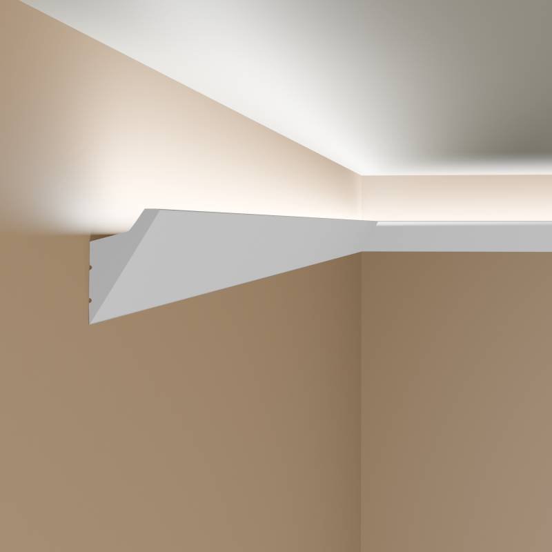 Design Licht Stuckleiste (NMC Wallstyl IL4) aus hochfestem Polystyrol (37.5 x 60 x 2000 mm) (LED Lei von NMC