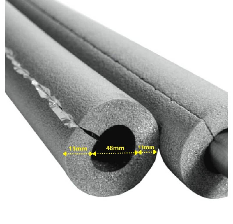 NMC Isolierschlauch INSUL-TUBE® H PLUS XT Kautschuk 2m Rohrisolierung Ø 48 mm x 10 mm, Dämmung selbstklebend von NMC