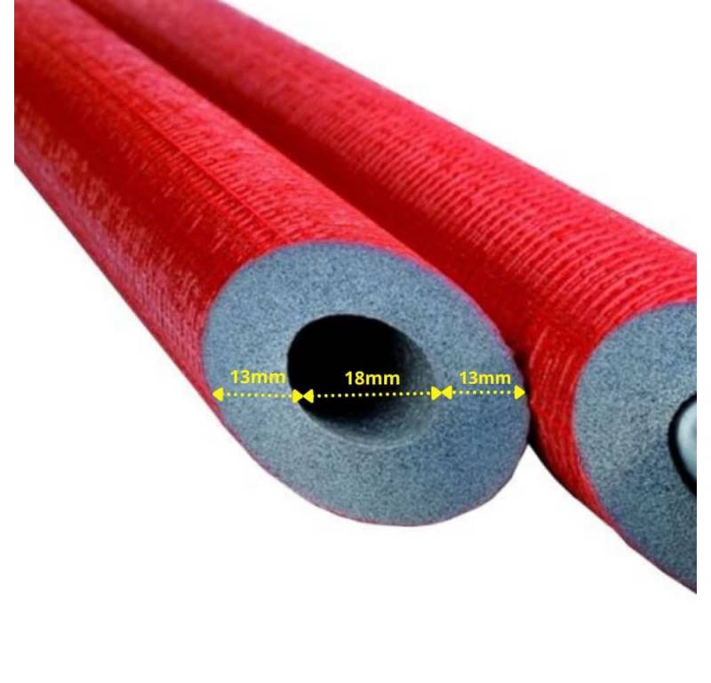 NMC Isolierschlauch Rohrisolierung 18mm, Heizungsrohr Isolierung, 2m, 13mm Dämmung, Heizungsisolierung von NMC