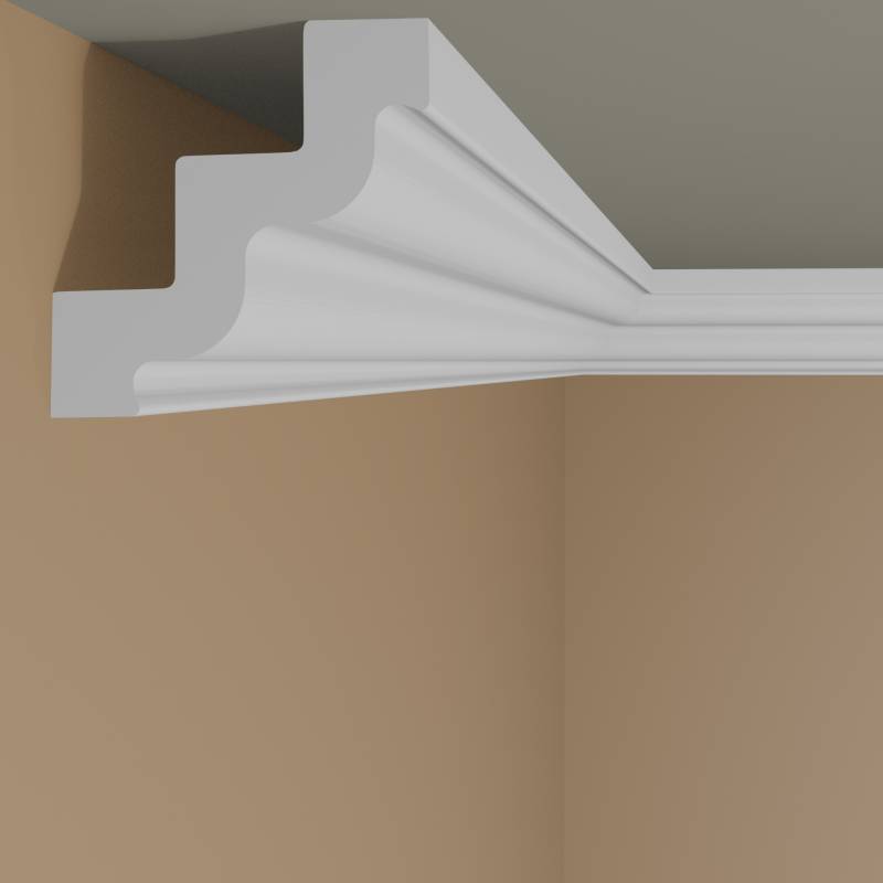 NMC Stuckleiste ST3 NOMASTYL 75 x 75 x 2000 mm Polystyrol weiß Deckenleiste von NMC
