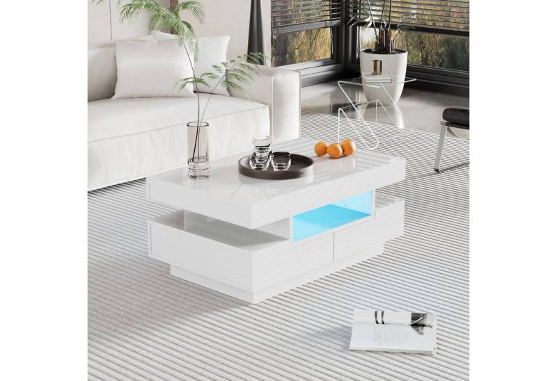 NMCXXO Couchtisch Moderner Couchtisch mit LED-Beleuchtung (Hochglänzender) von NMCXXO