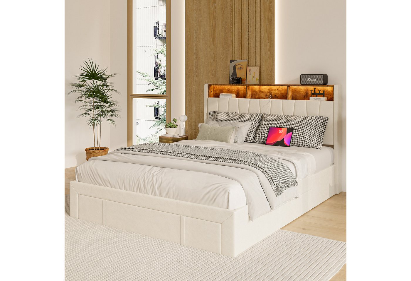 NMCXXO Polsterbett Komfortables Bett mit Stauraum und modernem Design, Eleganter Bettrahmen mit praktischen Stauraummöglichkeiten. NMCXXO Polsterbett Komfortables Bett mit Stauraum und modernem Design, Eleganter Bettrahmen mit praktischen Stauraummöglichkeiten. von NMCXXO
