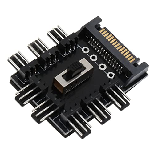 NMD&LR PC-Lüftersteuerung 8 Wege 3Pin / 4Pin SATA/IDE Speed Controller 3 Geschwindigkeitsstufen Mit Lüfterabschaltfunktion, SATA/IDE von NMD&LR