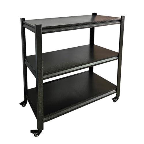 NMGBRDM Verstellbares Mikrowellenregal, Carbonstahl Küchenregal mit Rollen,Höhenverstellbar-Perfekt zur Ordnung von Küchenutensilien Schwarz(Size:80×40×80cm（3-tire）) von NMGBRDM