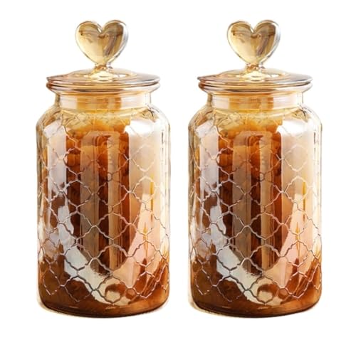 NMGHUTE Einmachglas Vorratsgläser 2 Packungen Glas Vorratsglas Mit Luftdichten Glasdeckeln Dekorativer Küchenbehälter Partygeschenke von NMGHUTE