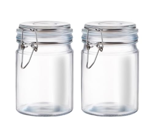 NMGHUTE Einmachglas Vorratsgläser 2 Stück Glasgefäß Mit Deckel, Zylindrischer Breiter Mund For Pasta-Kekse Partygeschenke(750ml) von NMGHUTE