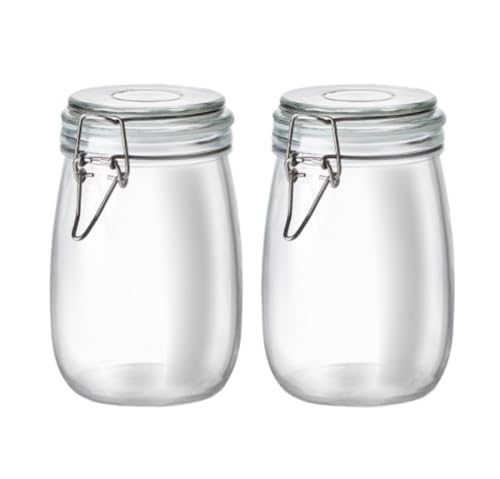 NMGHUTE Einmachglas Vorratsgläser Set Mit 2 Vorratsgläsern Aus Glas Luftdichten Klemmdeckeln For Pickle Partygeschenke(1000ml) von NMGHUTE