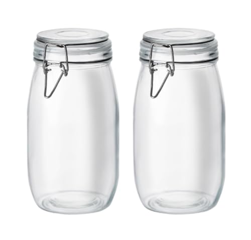 NMGHUTE Einmachglas Vorratsgläser Set Mit 2 Vorratsgläsern Aus Glas Luftdichten Klemmdeckeln For Pickle Partygeschenke(1600ml) von NMGHUTE