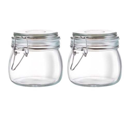 NMGHUTE Einmachglas Vorratsgläser Set Mit 2 Vorratsgläsern Aus Glas Luftdichten Klemmdeckeln For Pickle Partygeschenke(500ml) von NMGHUTE