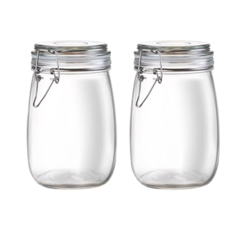 NMGHUTE Einmachglas Vorratsgläser Set Mit 2 Vorratsgläsern Aus Glas Luftdichten Klemmdeckeln For Pickle Partygeschenke(750ml) von NMGHUTE