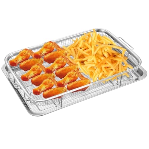 NMGHUTE Frittierkorb,Frittiertopf Edelstahl Ofen Luft Friteuse Korb Pan Rack Kochen Grillen Frittiersieb von NMGHUTE