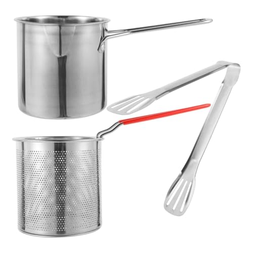 NMGHUTE Frittierkorb,Frittiertopf Multifunktionaler Frittierkorbgriff aus Edelstahl for Fritteusen Frittiersieb von NMGHUTE