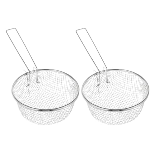 NMGHUTE Frittierkorb,Frittiertopf Tiefer Drahtkorb, 2er-Pack, kommerzieller Edelstahl Frittiersieb von NMGHUTE
