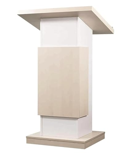 NMGHUTE Multi Funktion Kanzel Hölzerne Podien Auf Rädern, Rednerpulte Mit Aufbewahrungskanzeln Für Kirchen, Podestständer Mit Schräger Oberfläche Konferenz(White) von NMGHUTE