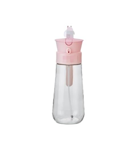 NMGHUTE Öl Ausgießer, 2 In 1 Olivenölspender Aus Glas Ohne Öl for Die Heißluftfritteuse, Grillöl-Sprühtopf Ölspender(Pink) von NMGHUTE