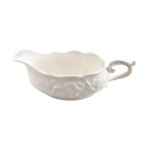 NMGHUTE Sauciere Saucen, Französische Mittelalterliche Exquisite Relief-Sauciere Aus Rein Weißer Keramik, Kaffeetasse, Milchkännchen Servierkrug NMGHUTE Sauciere Saucen, Französische Mittelalterliche Exquisite Relief-Sauciere Aus Rein Weißer Keramik, Kaffeetasse, Milchkännchen Servierkrug von NMGHUTE