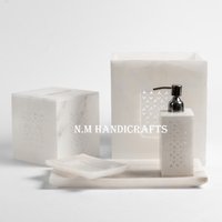 Neue Weiße Marmor Badeaccessoires, New Generation Badezimmer Dekor, Feinste Handgemachte Kunst von NMHANDICRAFTSHOP