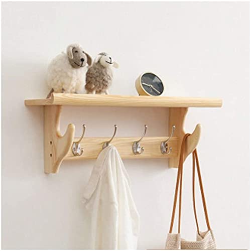 NMHTJ Garderobe mit Regal, Wandgarderobe, rustikales Holz-Eingangsregal mit Vintage-Metallhaken, Garderobenständer, Hängegarderobe von NMHTJ