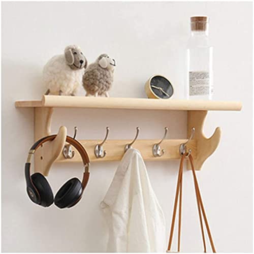 NMHTJ Garderobe mit Regal, Wandgarderobe, rustikales Holz-Eingangsregal mit Vintage-Metallhaken, Garderobenständer, Hängegarderobe NMHTJ Garderobe mit Regal, Wandgarderobe, rustikales Holz-Eingangsregal mit Vintage-Metallhaken, Garderobenständer, Hängegarderobe von NMHTJ