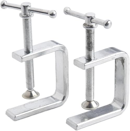 C-Klemme, 2 Stück, robuste C-Klemmen-Set aus legiertem Stahl, für Holzklemmen, Metallklemmen, Steinplatten und Kunststoffplatten Tischklemmen Schraubzwingen (0-65MM) von NMJHEVX